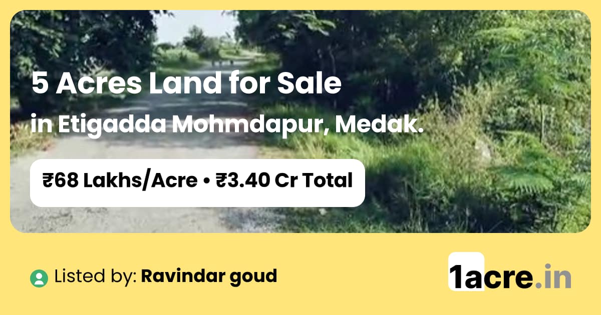5 Acres Land for Sale in Etigadda Mohmdapur, Medak | 1acre.in